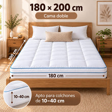 Protector de Colchón Acolchado y Engrosado, Topper para Colchón y Sobrecolchón 900 g, Cubrecolchón con Relleno Efecto Plumón, Transpirable, Mullido y Suave, Bolsillo Profundo y Borde Elástico 360°, para Colchones de 10–40 cm