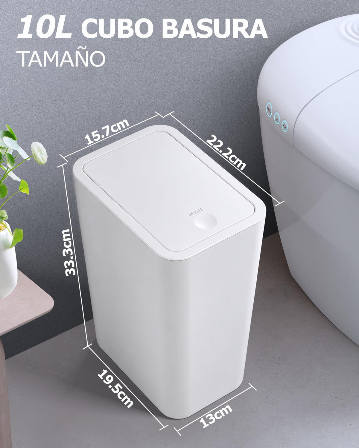 MIMOCASA Cubo de Basura con Tapa a Presión