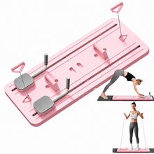 Tabla de Pilates Plegable 4 en 1 Multifuncional, con Rebote Automático, Entrenador Abdominal con Rodillo, Bandas de Resistencia y Asas para Flexiones, Entrenamiento de Core, Brazos, Piernas y Cuerpo Completo en Casa, 106 × 41 cm