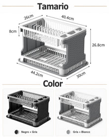 MIMOCASA Escurridor de Platos Anti-óxido Soporte para Cubiertos Rejilla para secar Platos, Escurridor de Platos de Plástico para Cocina