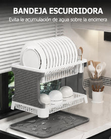 MIMOCASA Escurridor de Platos Anti-óxido Soporte para Cubiertos Rejilla para secar Platos, Escurridor de Platos de Plástico para Cocina