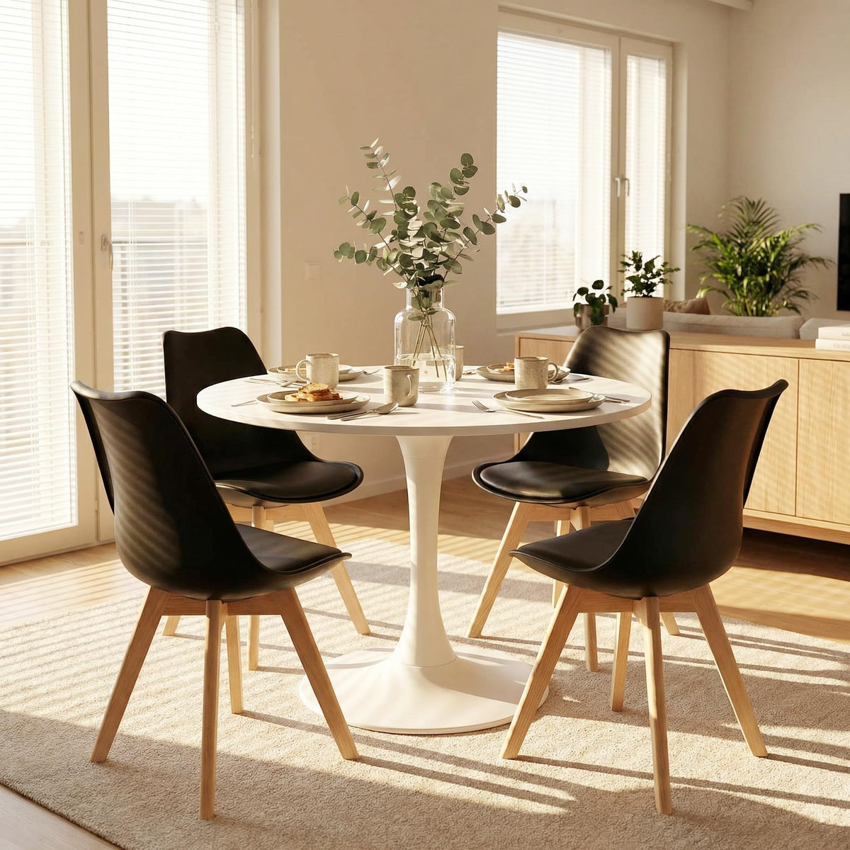 MIMOCASA Sillas de Comedor, Pack 4 Sillas Comedor Nórdico, 43×38×76cm