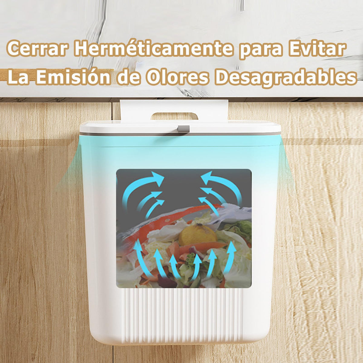MIMOCASA Cubo de Basura Colgante 9L, Cubo Basura de Plástico con Tapa
