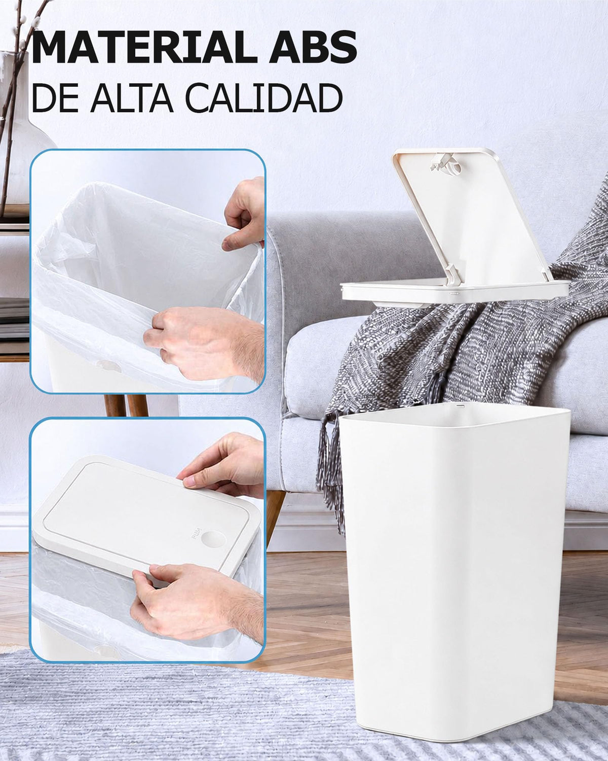 MIMOCASA Cubo de Basura con Tapa a Presión