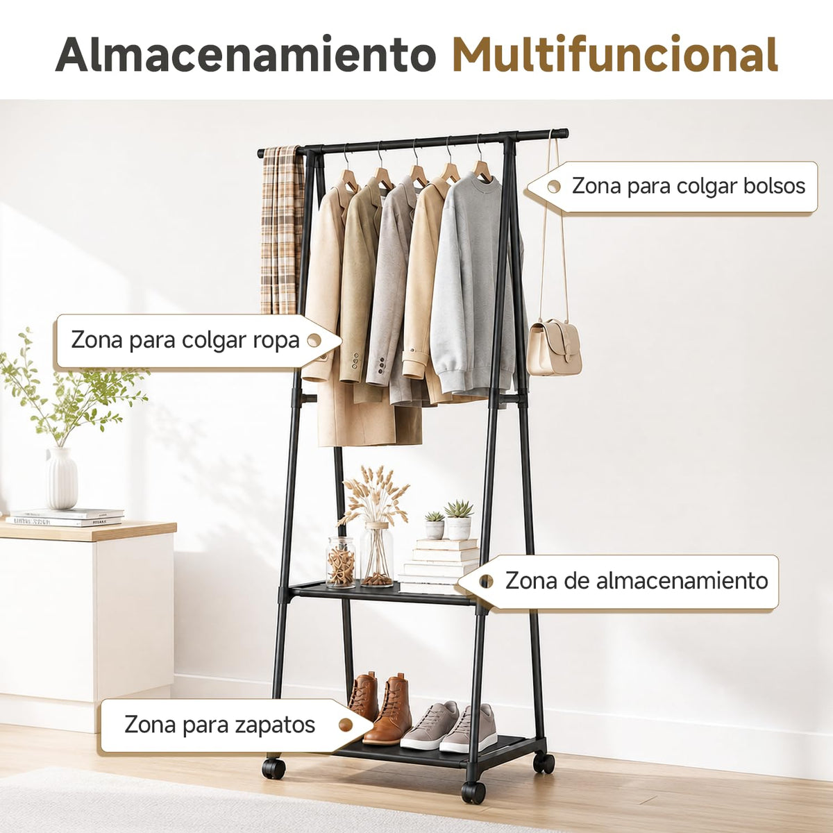 MIMOCASA Perchero burro con barra extensible