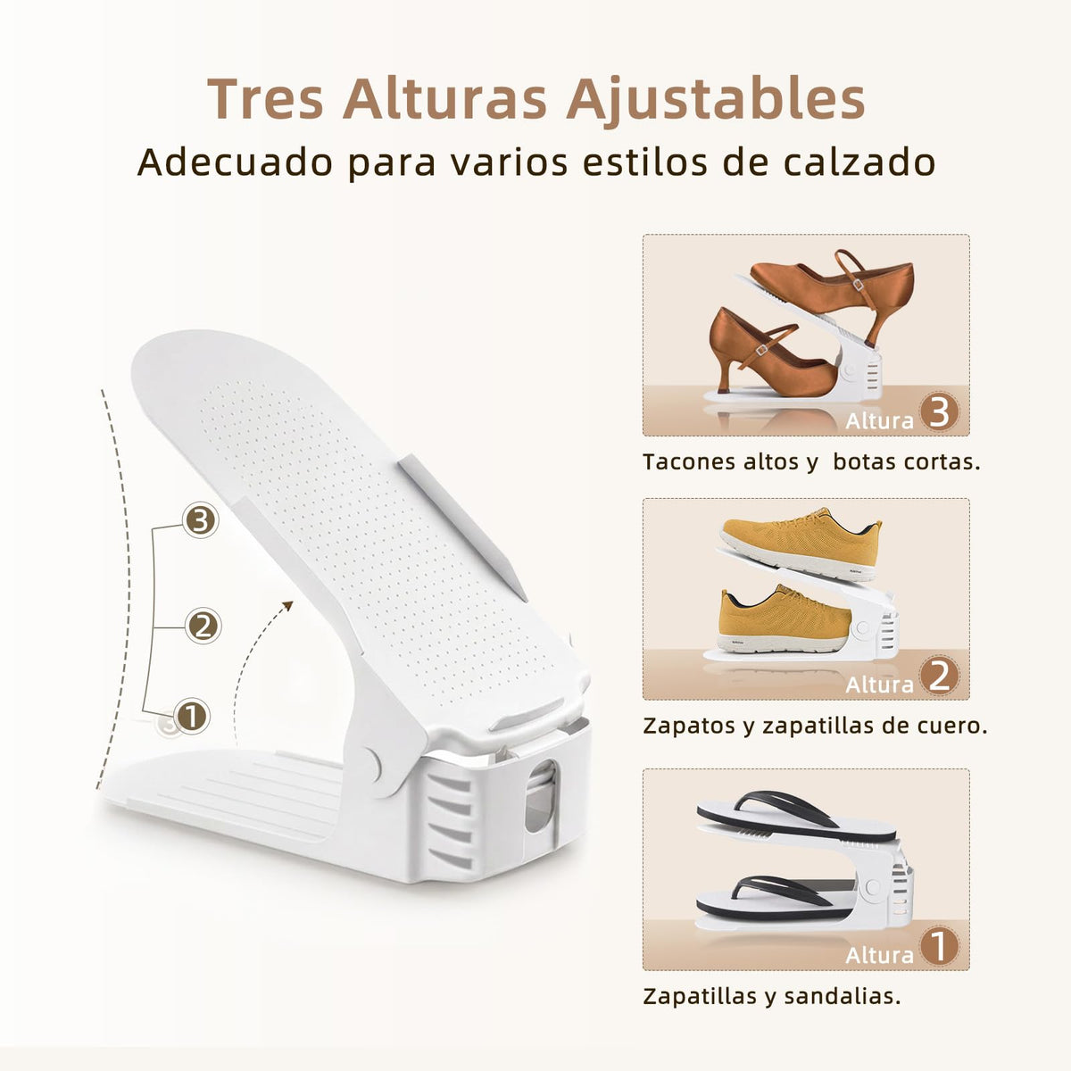 10 Pcs Organizador Zapatos, Apilador de Zapatos Ajustable, Plástico
