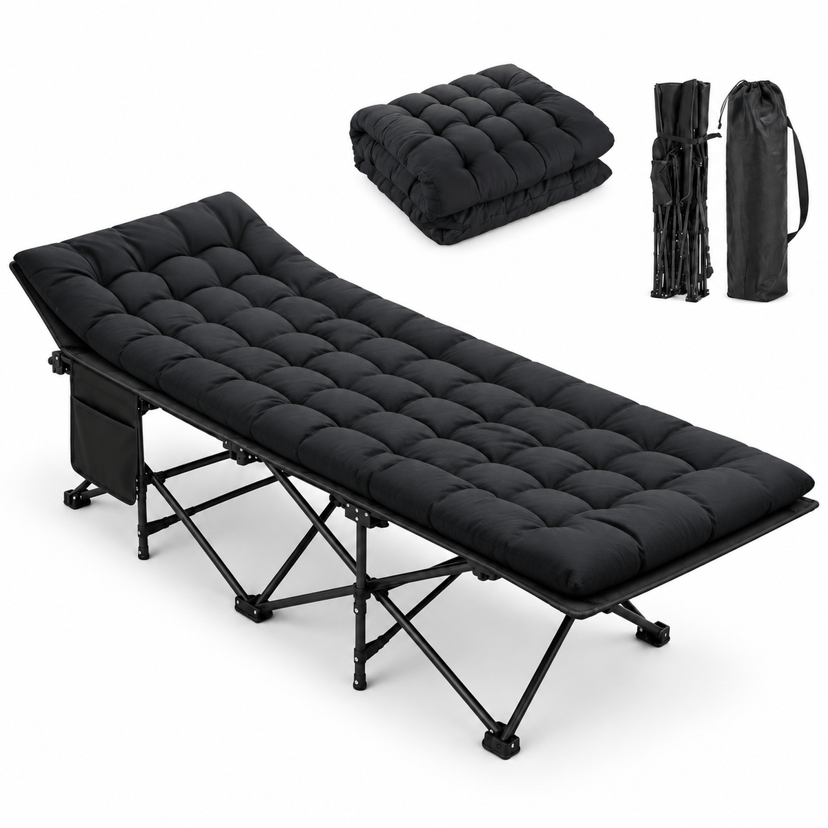Cama de Camping Plegable para Adultos, Cama Plegable Portátil con Bolsa de Transporte, Cama Auxiliar de Viaje para Camping, Playa, Jardín, Oficina y Hogar, Cama Exterior Multifuncional para Descanso Interior y Exterior