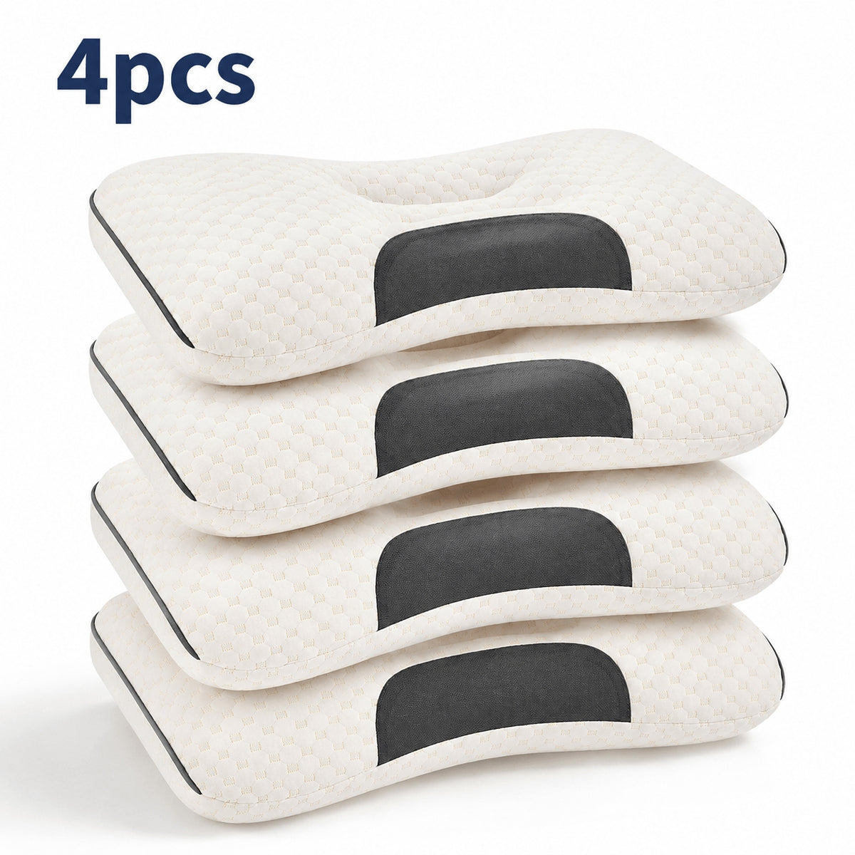 1/2/4 Piezas Almohada Cervical Ergonómica 63×39cm, Soporte Suave para Cuello y Hombros, Diseño Contorneado con Relleno Transpirable, Almohada para Dormir de Lado o Boca Arriba, Cómoda para Descanso Diario, Ideal para Dormitorio y Hogar