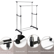 DECODEKO Perchero Burro Ropa con Ruedas, Material Acero Inoxidable, con Soporte para Zapatos, Fácil de Montar, Capacidad de carga máxima de 15 kg