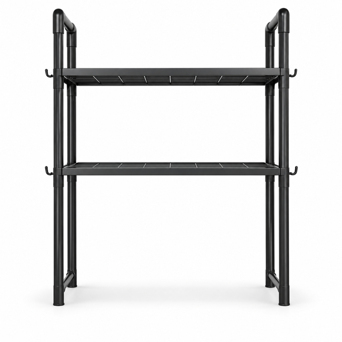 2/3 Niveles Soporte para microondas para encimera, Rejilla Para Horno Microondas Metal, Soporte Para Microondas Y Horno Cocina Con 4/8 Ganchos, Tiendas de condimentos, Adecuado para cocinas (Blanco / Negro)