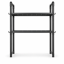 2/3 Niveles Soporte para microondas para encimera, Rejilla Para Horno Microondas Metal, Soporte Para Microondas Y Horno Cocina Con 4/8 Ganchos, Tiendas de condimentos, Adecuado para cocinas (Blanco / Negro)