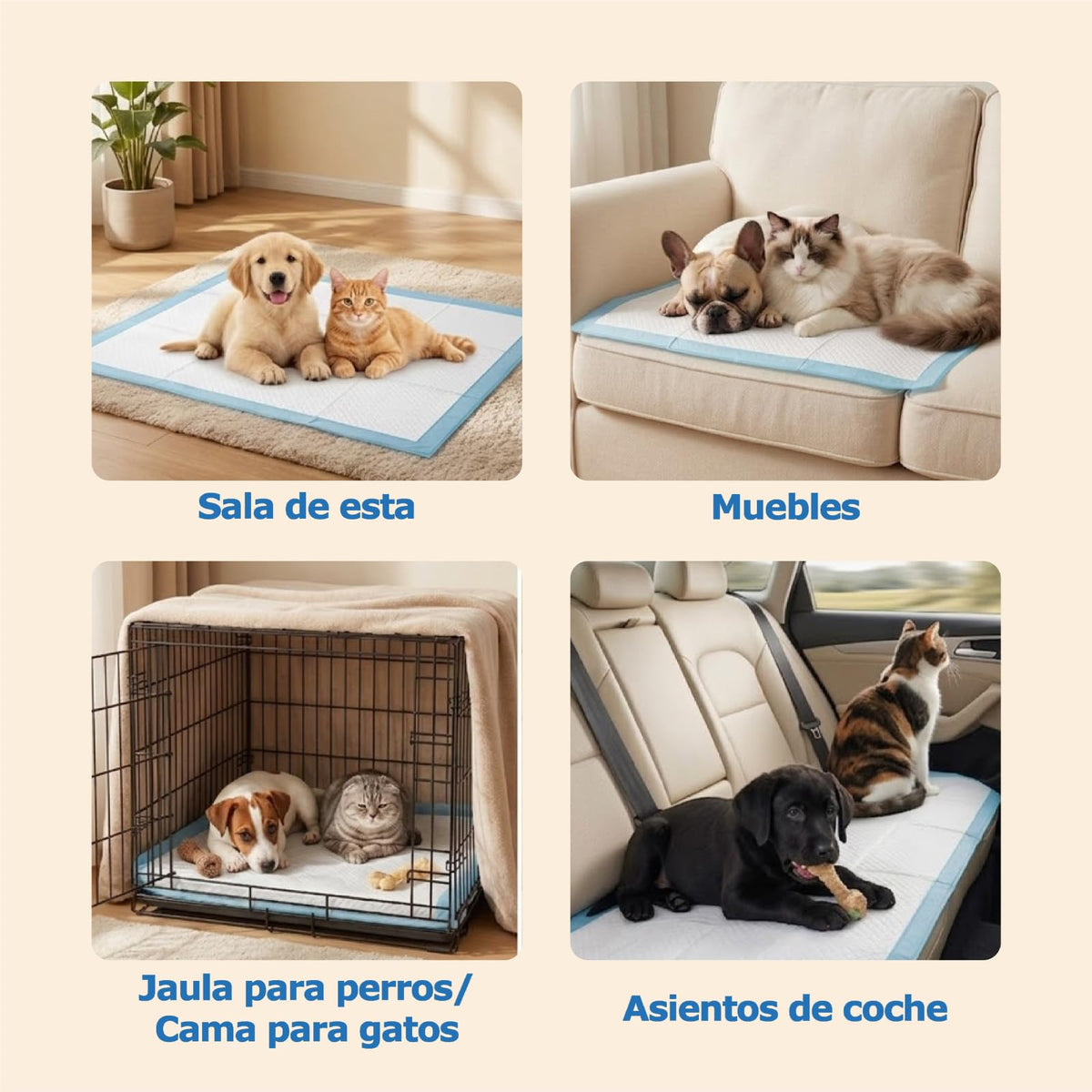 Empapadores Perros, Alfombrillas Desechables para Mascotas,Almohadillas de adiestramiento de Perros y Cachorros,Base Impermeable Antifugas