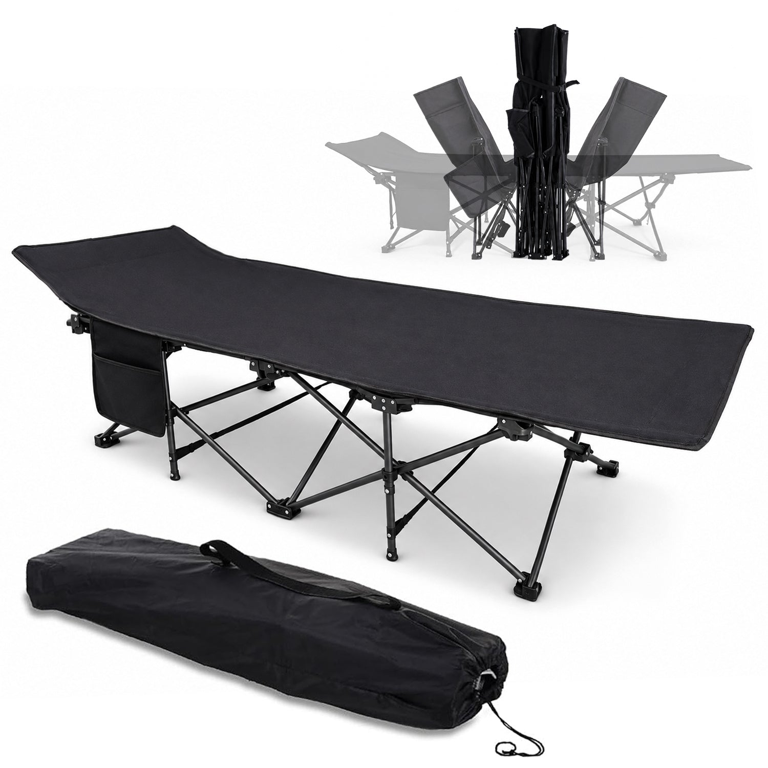 Cama de Camping Plegable para Adultos, Cama Plegable Portátil con Bolsa de Transporte, Cama Auxiliar de Viaje para Camping, Playa, Jardín, Oficina y Hogar, Cama Exterior Multifuncional para Descanso Interior y Exterior
