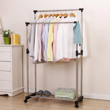 DECODEKO Perchero Burro Ropa con Ruedas, Material Acero Inoxidable, con Soporte para Zapatos, Fácil de Montar, Capacidad de carga máxima de 15 kg