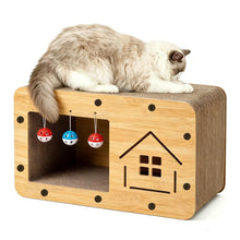 Rascador para Gatos de Cartón, Casa para Gatos Cartón Grande Doble Capa, Resistente y Multifuncional para Rascar, Descansar y Esconderse, Protege los Muebles