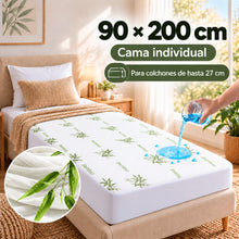Protector de Colchón Impermeable de Fibra de Bambú, Transpirable y Suave, Sábana Bajera Ajustable 360°, Funda de Colchón para Cama 90/105/135/150/180x200 cm, Cubrecolchón Silencioso para Colchones de hasta 27 cm, Sábanas de Cama