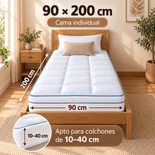 Protector de Colchón Acolchado y Engrosado, Topper para Colchón y Sobrecolchón 900 g, Cubrecolchón con Relleno Efecto Plumón, Transpirable, Mullido y Suave, Bolsillo Profundo y Borde Elástico 360°, para Colchones de 10–40 cm