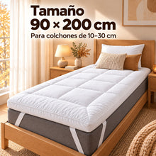 Protector de Colchón Grueso y Cálido, Cubrecolchón Extra Suave para Otoño e Invierno, Sobrecolchón Confortable Acolchado, Topper de Colchón Transpirable con Relleno Alternativo de Plumón 1200 g, Correas Elásticas