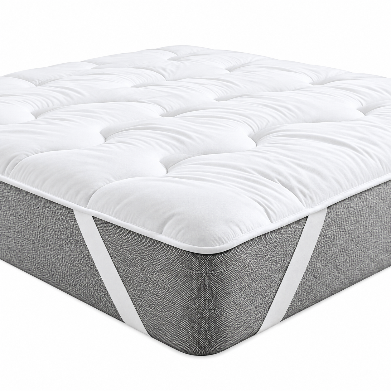 Sobrecolchón acolchado extra suave, topper de colchón grueso y voluminoso con relleno transpirable, bandas elásticas en las esquinas para un ajuste estable, mejora el confort del sueño, compatible con camas 90×200,105×200,135×200,150×200,180×200 cm