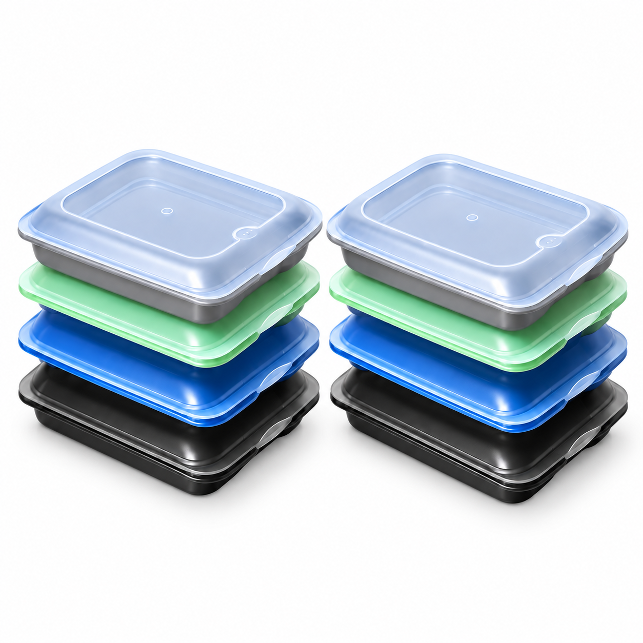 Set de 4/8 Porta Embutidos Herméticos, Tupper para Fiambre con Tapa Transparente, Fiambreras Apilables para Nevera, Cajas de Almacenamiento de Alimentos para Jamón, Queso, Chorizo, Salchichas y Carne Cortada