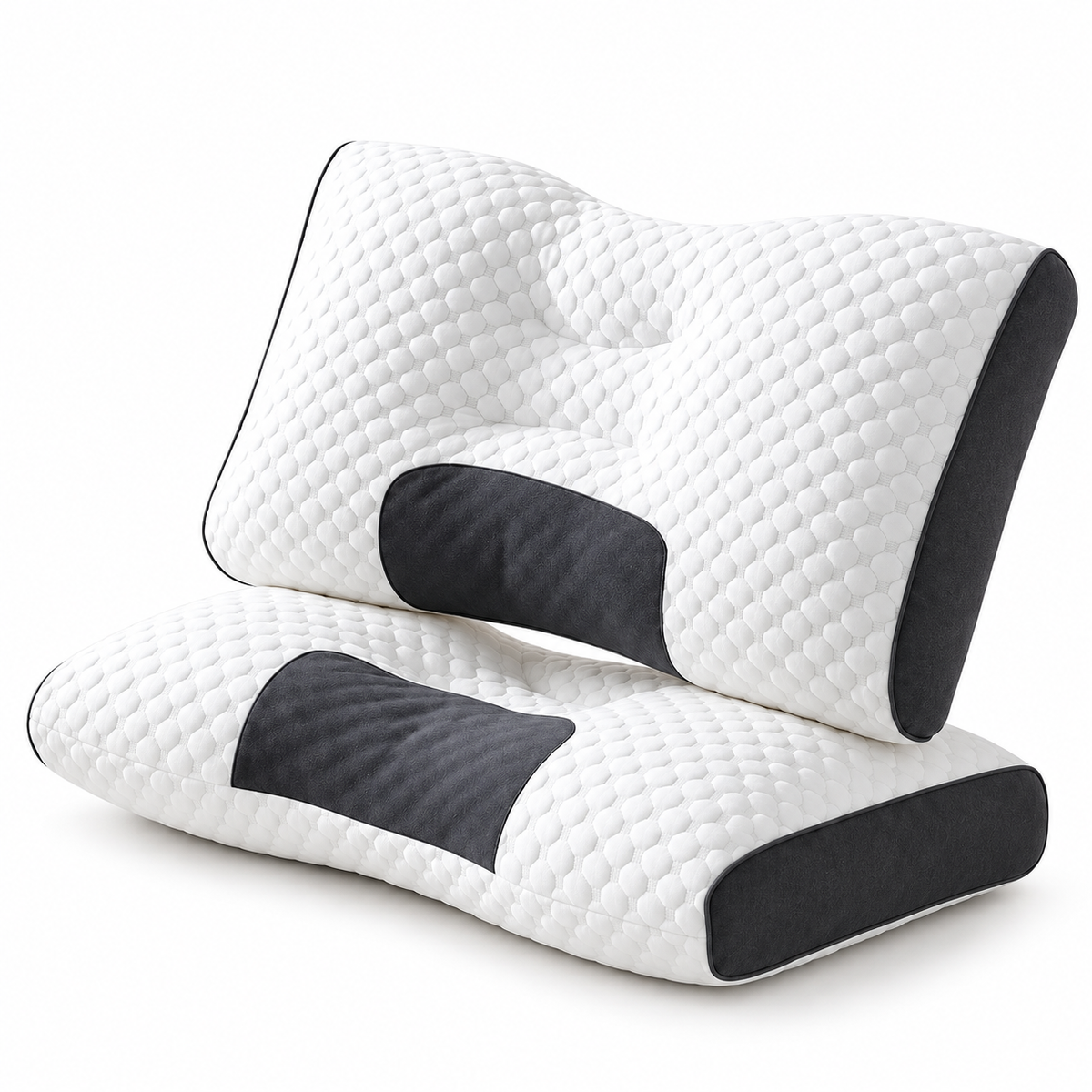 1/2/4 Piezas Almohada Cervical Ergonómica 63×39cm, Soporte Suave para Cuello y Hombros, Diseño Contorneado con Relleno Transpirable, Almohada para Dormir de Lado o Boca Arriba, Cómoda para Descanso Diario, Ideal para Dormitorio y Hogar