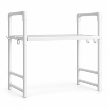 2/3 Niveles Soporte para microondas para encimera, Rejilla Para Horno Microondas Metal, Soporte Para Microondas Y Horno Cocina Con 4/8 Ganchos, Tiendas de condimentos, Adecuado para cocinas (Blanco / Negro)