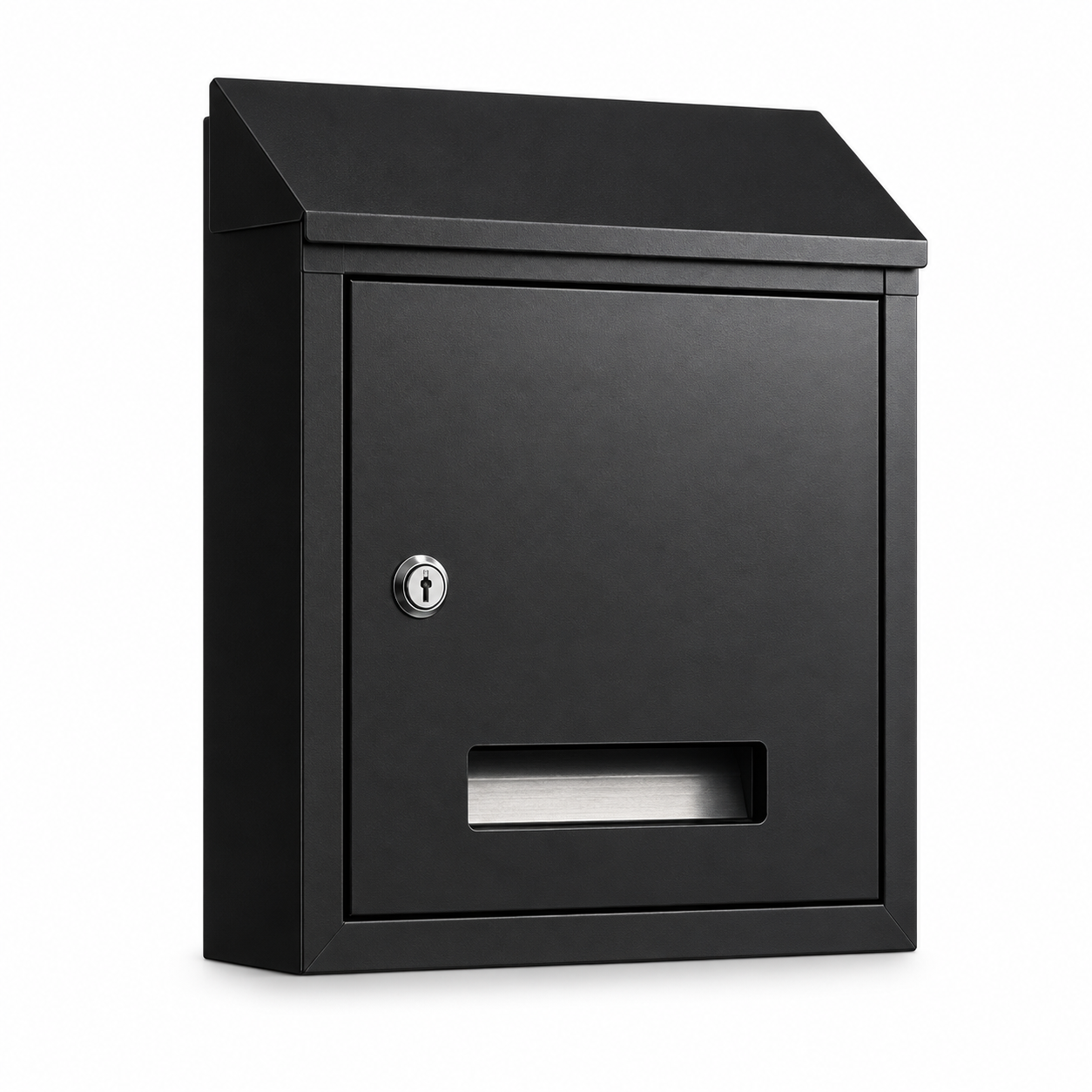 Buzón de Correo Exterior con Cerradura, Buzón de Pared Metálico para Cartas y Sobres, Caja de Correo con Ranura Frontal y Llave, Buzón para Fachada, Puerta, Entrada, Casa, Apartamento y Oficina, Diseño Moderno, 20 × 26 × 7,5 cm, Negro/Blanco