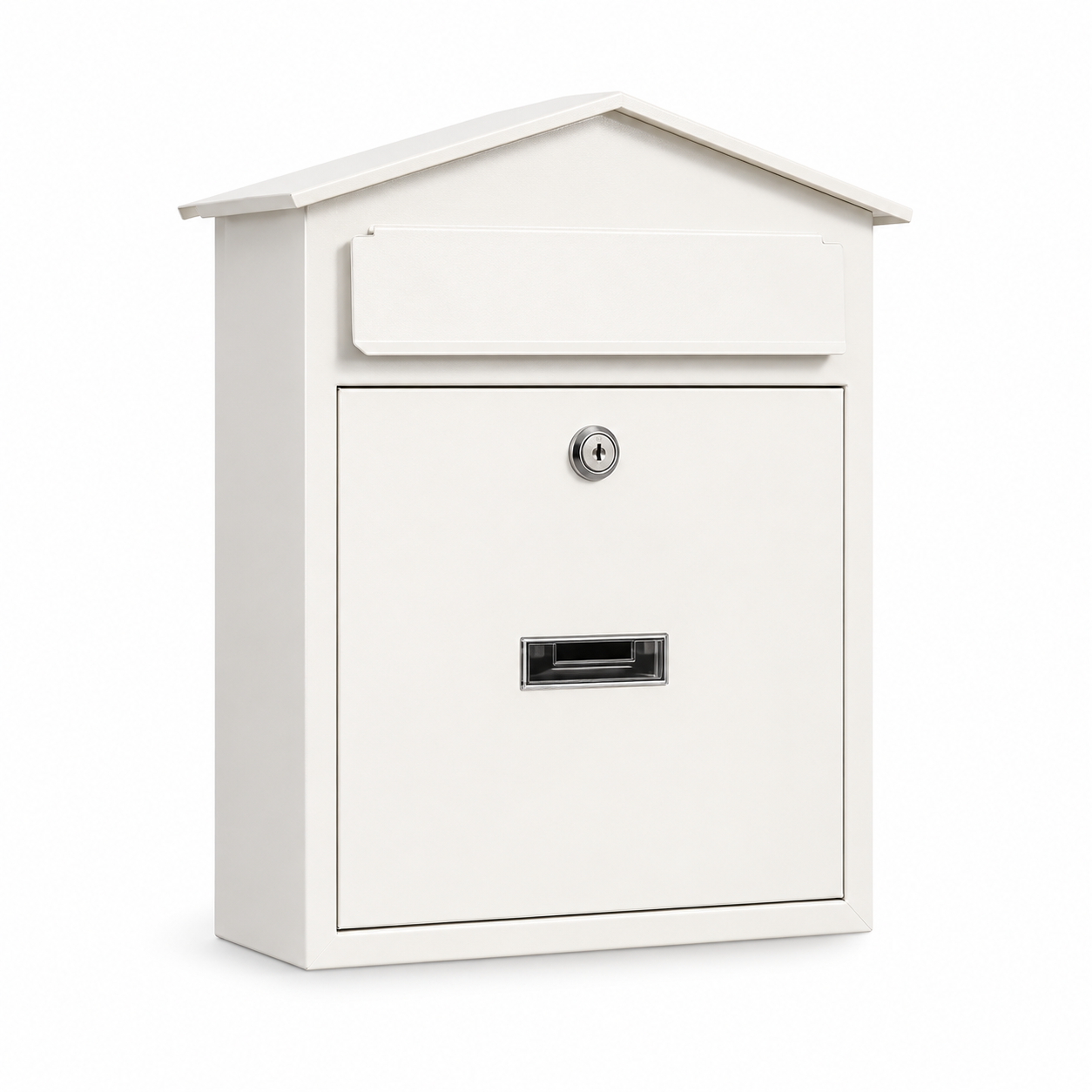 Buzón de Correo Exterior con Cerradura, Buzón de Pared Metálico para Cartas y Sobres, Caja de Correo con Ranura Frontal y Llave, Buzón para Fachada, Puerta, Entrada, Casa, Apartamento y Oficina, Diseño Moderno, 20 × 26 × 7,5 cm, Negro/Blanco