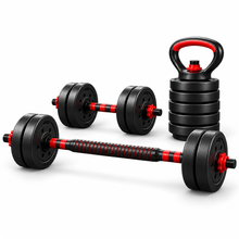 Set de Mancuernas Ajustables 3 en 1 10/15/20/30/40 kg, Mancuernas Redondas con Pesa Rusa y Barra de Conexión, Juego de Pesas para Musculación y Entrenamiento de Fuerza, Fitness y Gimnasio en Casa para Brazos, Hombros