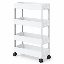 Carrito Organizador Estrecho con Ruedas, 3/4 Niveles, 13/22 cm de Profundidad con 4 Ganchos, Carrito Auxiliar Estrecho y Estantería de Almacenamiento Ahorra Espacio para Cocina, Baño, Lavandería, Despensa, Dormitorio, Oficina y Rincones Estrechos