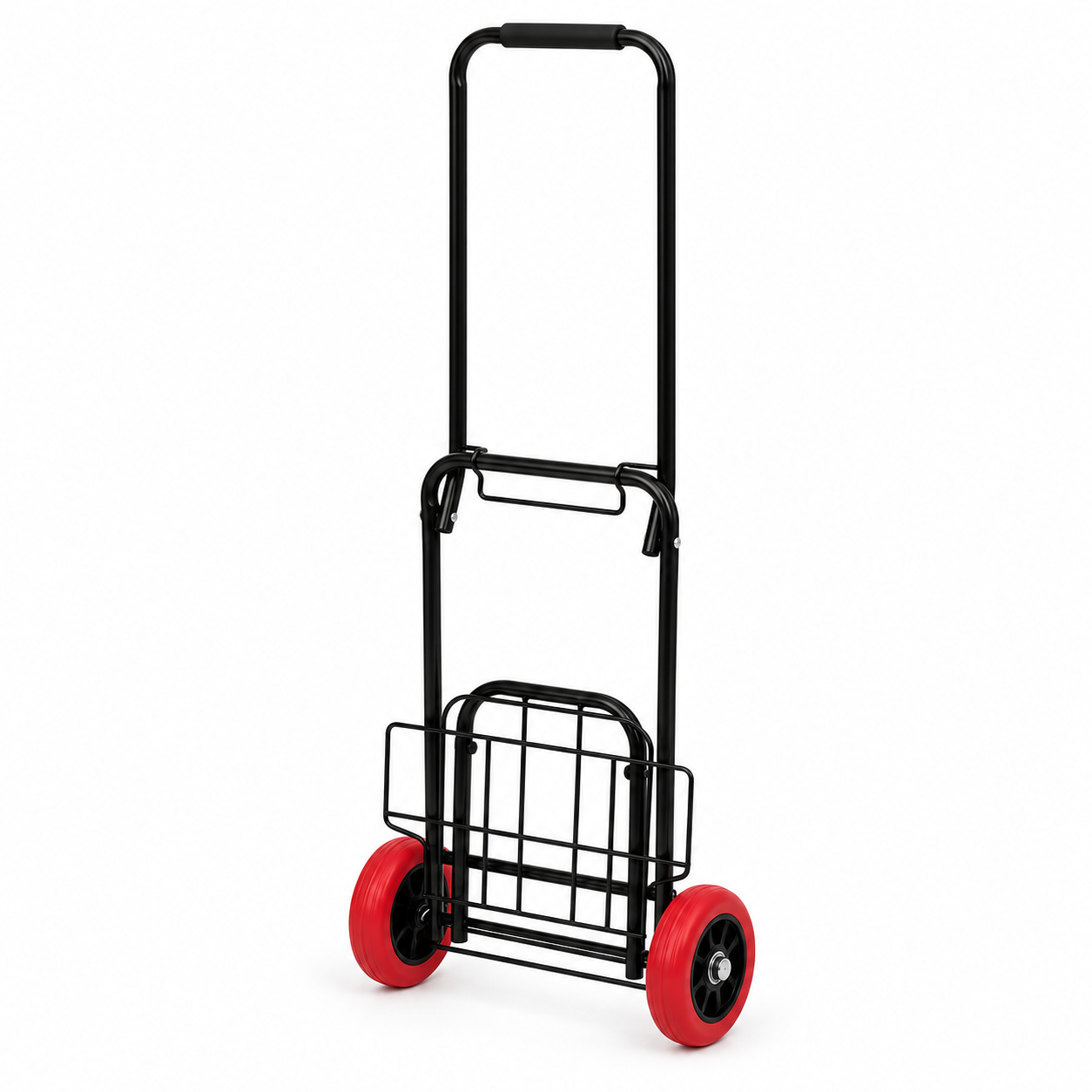 Carretilla Plegable de Mano 25/35 kg, Carro de Transporte Compacto con Ruedas de Goma y Cuerda Elástica, Ligera y Portátil, Carrito Plegable para Compras, Oficina, Viajes y Hogar