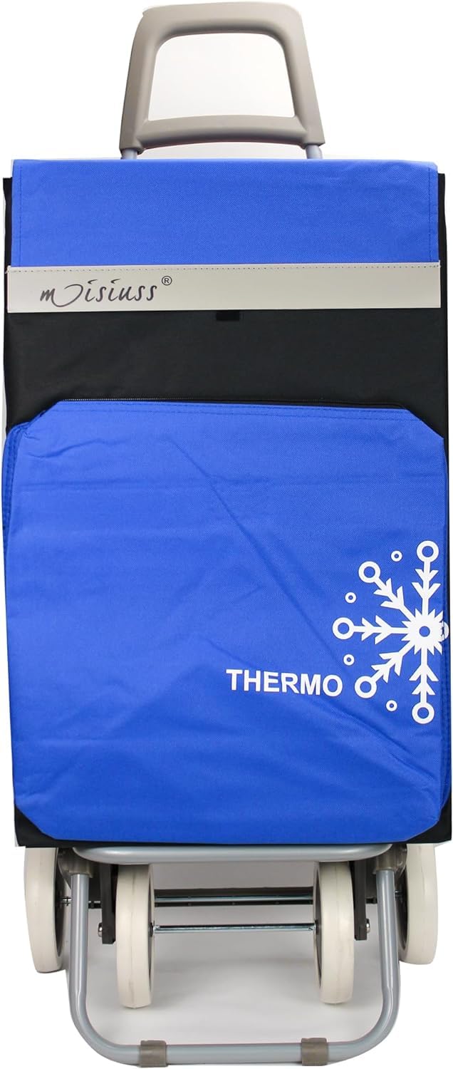 Carro de Compra Plegable Ligero, Bolsa Térmica, 100x41x33cm, 40 litros, 4 Ruedas, Embalado con Cartón Reforzado