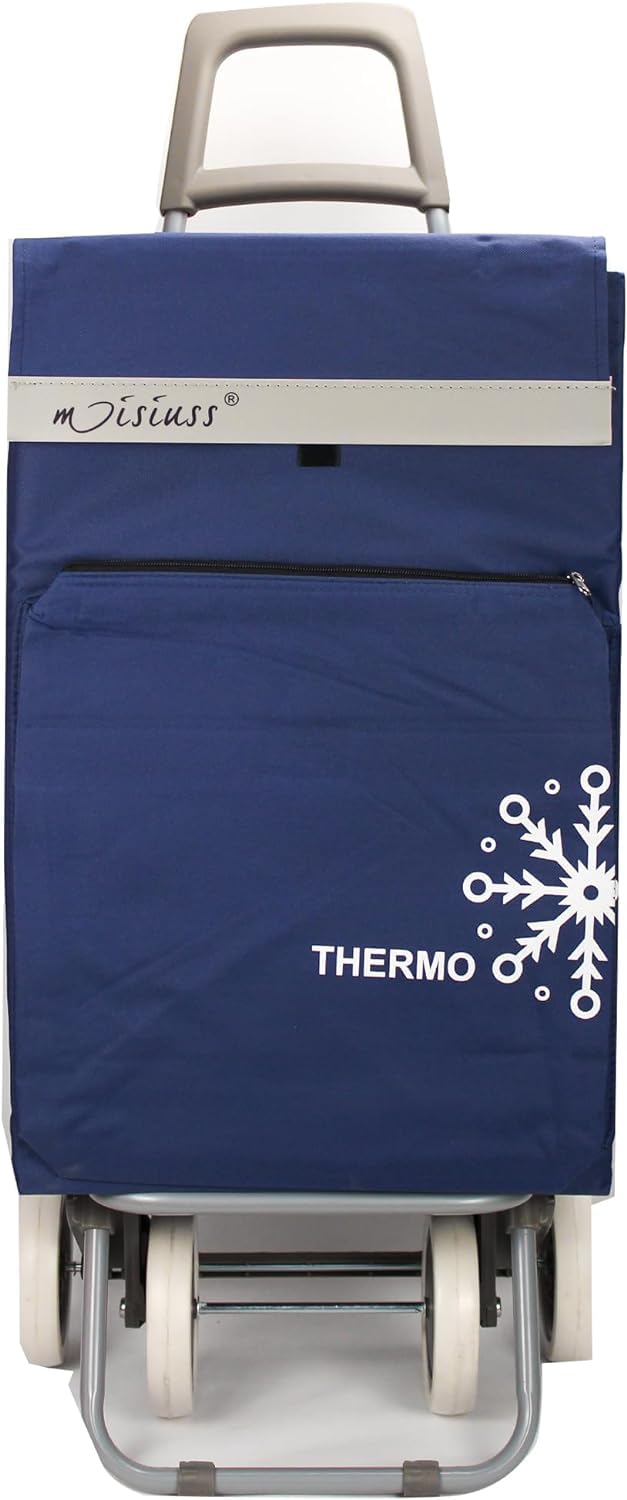 Carro de Compra Plegable Ligero, Bolsa Térmica, 100x41x33cm, 40 litros, 4 Ruedas, Embalado con Cartón Reforzado