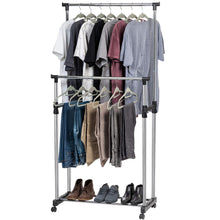 DECODEKO Perchero Burro Ropa con Ruedas, Material Acero Inoxidable, con Soporte para Zapatos, Fácil de Montar, Capacidad de carga máxima de 15 kg