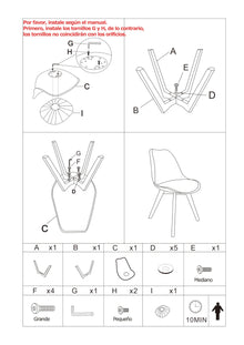 MIMOCASA Sillas de Comedor, Pack 4 Sillas Comedor Nórdico, 43×38×76cm
