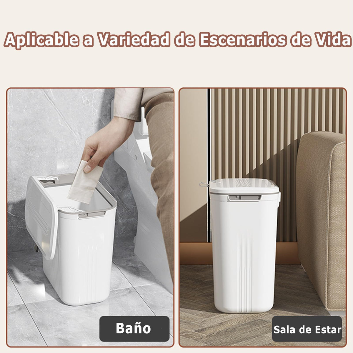MIMOCASA Cubo de Basura Colgante 9L, Cubo Basura de Plástico con Tapa
