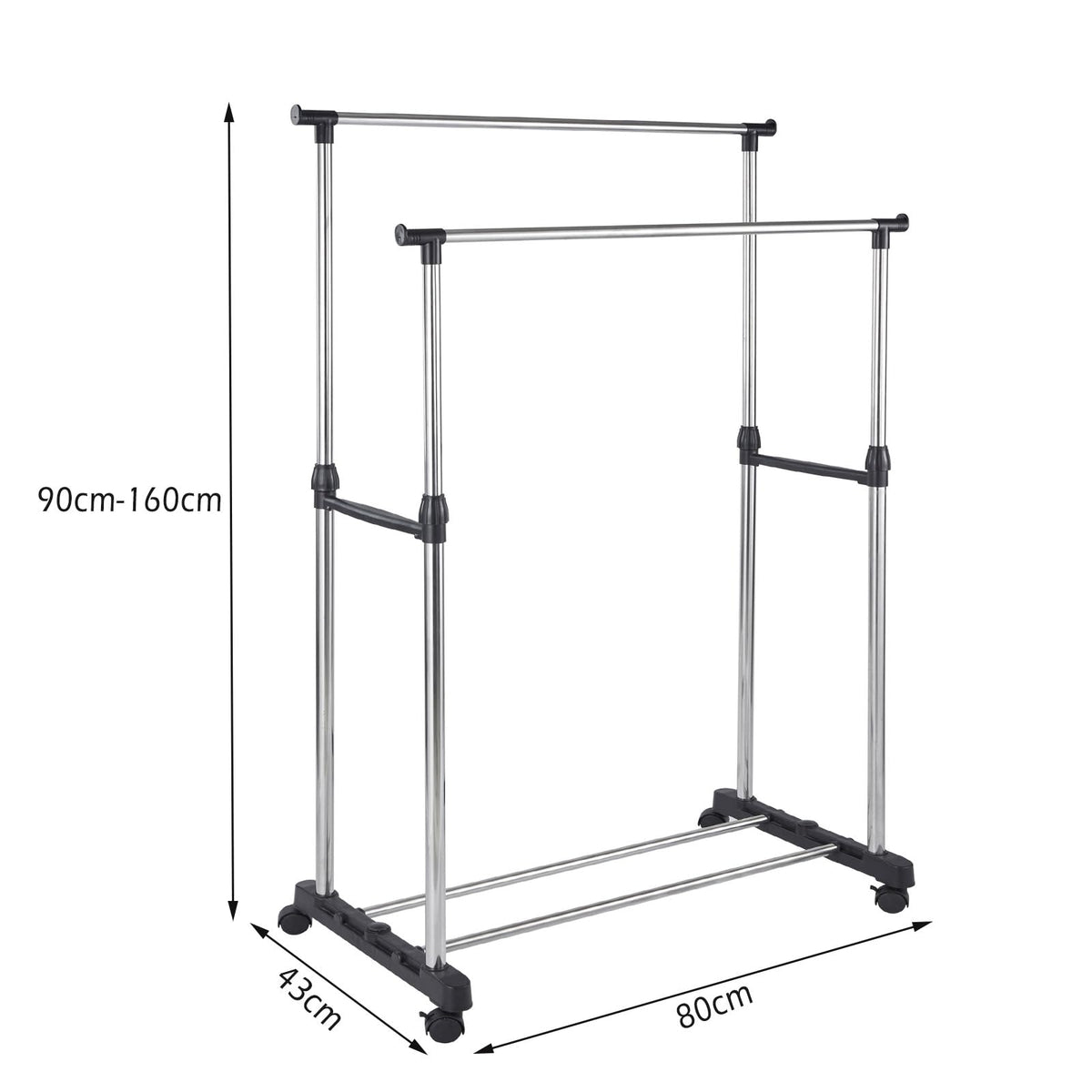 DECODEKO Perchero Burro Ropa con Ruedas, Material Acero Inoxidable, con Soporte para Zapatos, Fácil de Montar, Capacidad de carga máxima de 15 kg